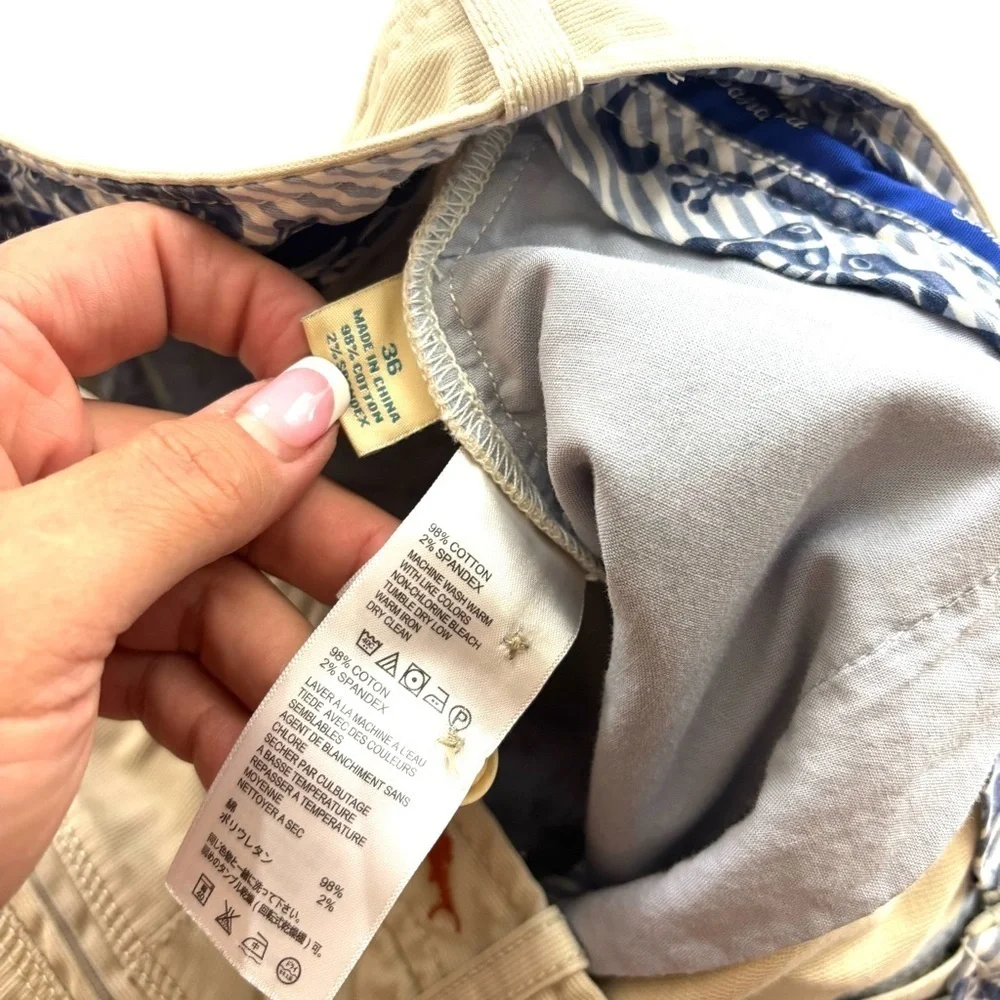 Tommy Bahama Beige Flat Front Chino Golf Walking Cotton Shorts Size 36